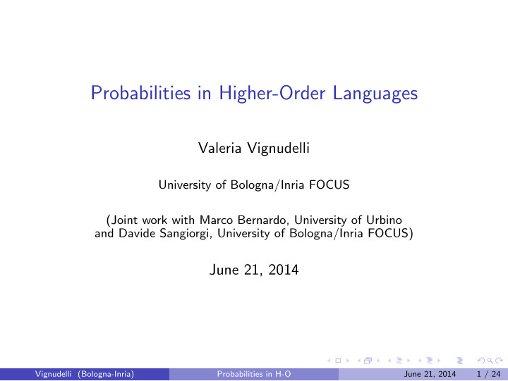 probabilities in higher order languages