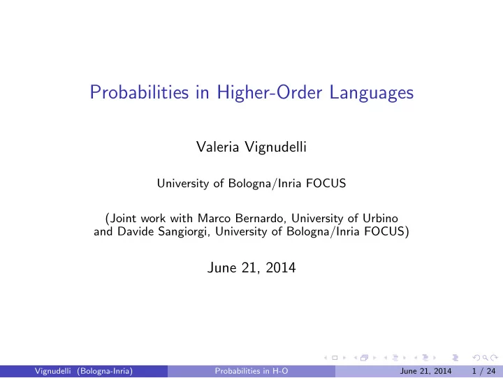 probabilities in higher order languages