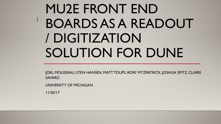 mu2e front end boards as a readout