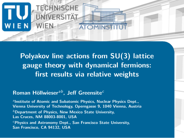 polyakov line actions from su 3 lattice gauge theory with