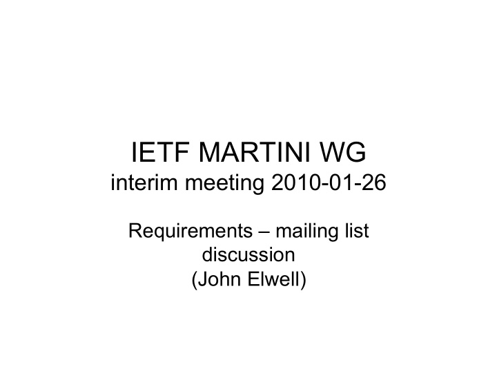 ietf martini wg