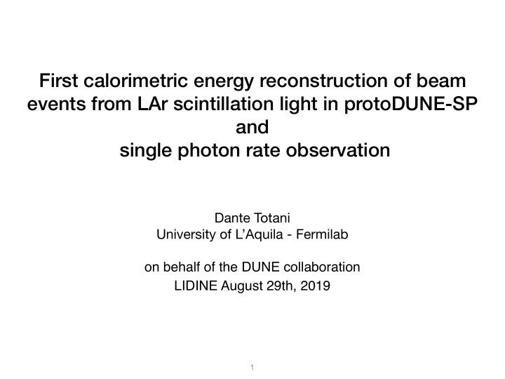 first calorimetric energy reconstruction of beam events
