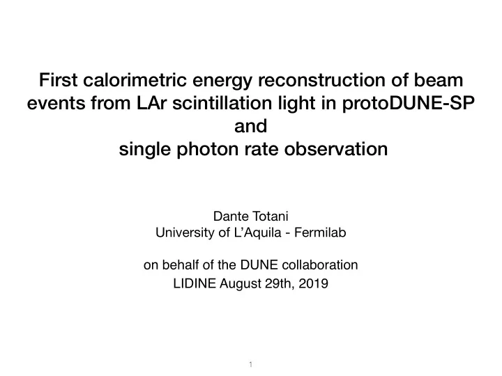 first calorimetric energy reconstruction of beam events