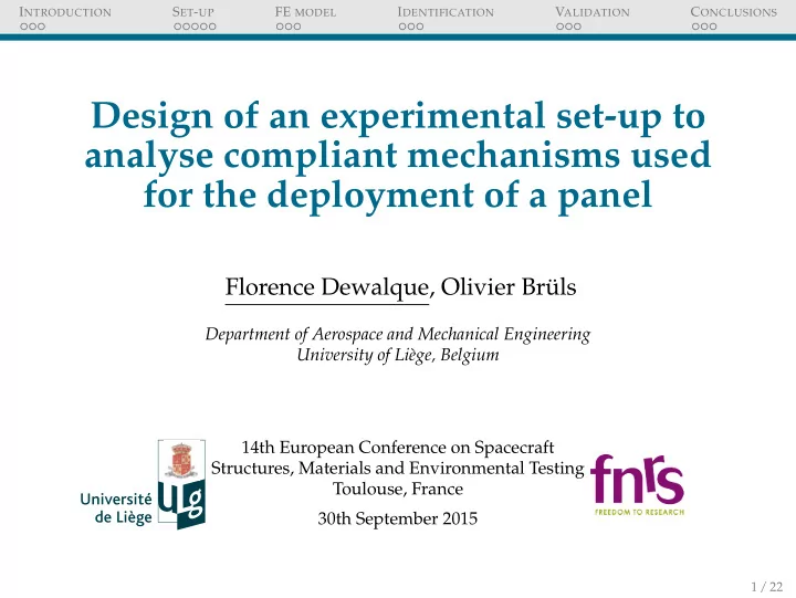 design of an experimental set up to analyse compliant