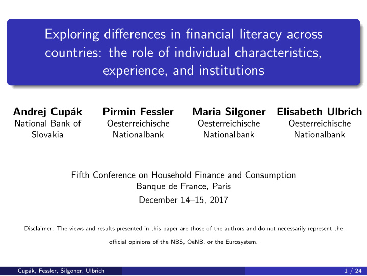 exploring differences in financial literacy across