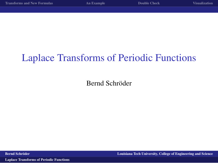 laplace transforms of periodic functions
