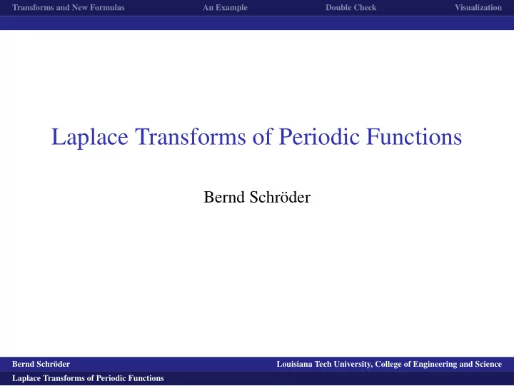 laplace transforms of periodic functions