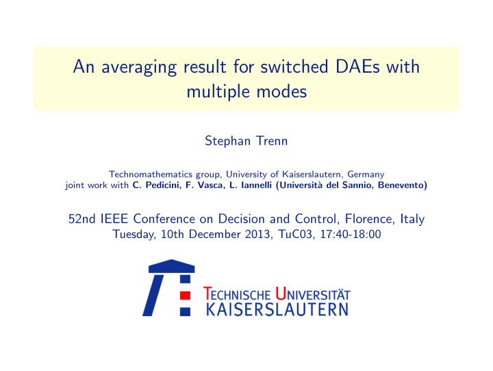 an averaging result for switched daes with multiple modes