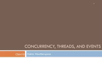 CONCURRENCY, THREADS, AND EVENTS  Hakim Weatherspoon  CS6410  On the Duality of Operating System