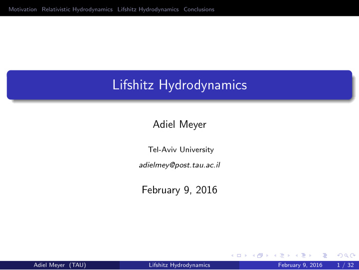 lifshitz hydrodynamics