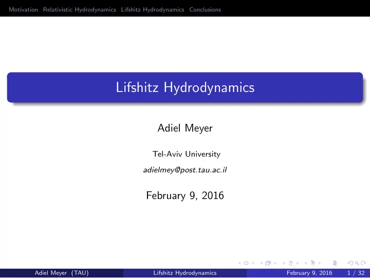 lifshitz hydrodynamics