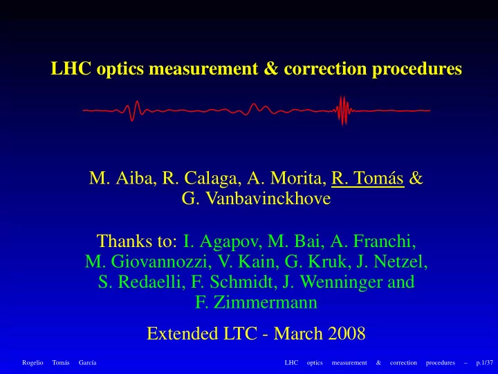 lhc optics measurement correction procedures m aiba r