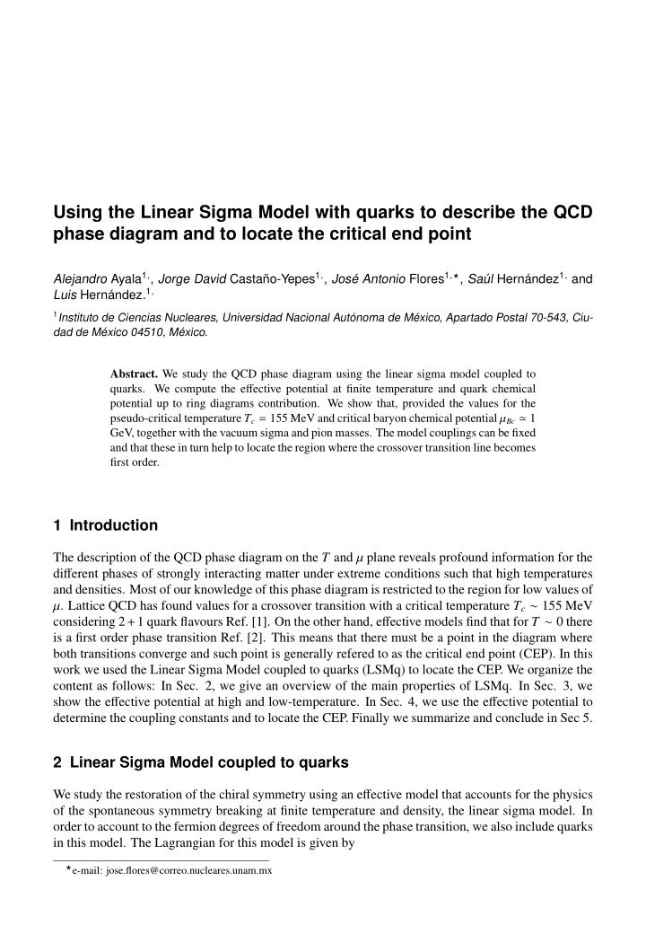 using the linear sigma model with quarks to describe the