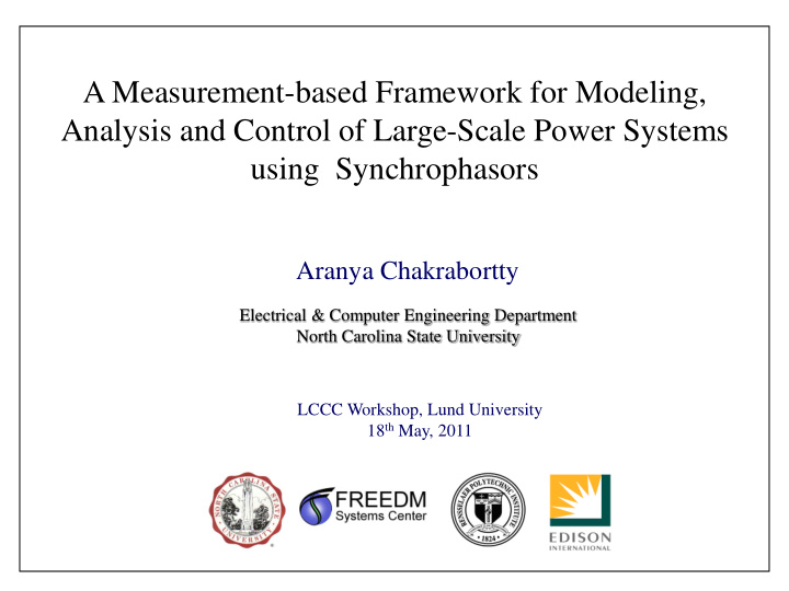 a measurement based framework for modeling analysis and