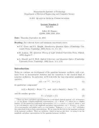 Introduction  Today we continue our development of the quantum harmonic oscillator, with a pri-