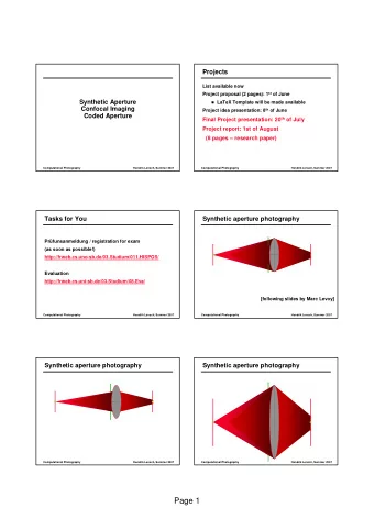 Page 1  Synthetic aperture photography  Synthetic aperture photography      Computational