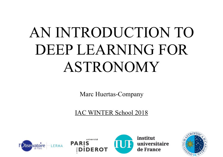 an introduction to deep learning for astronomy