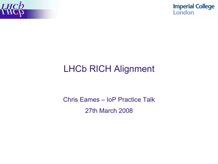 lhcb rich alignment