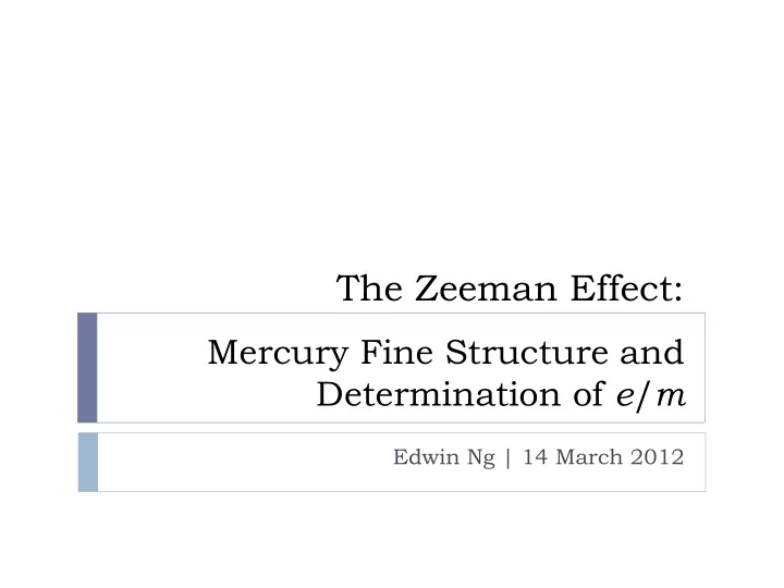 the zeeman effect
