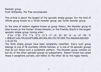 Monster g roup F ro m W ikipedia , the f ree en c y cl opedia This arti cl e is a b out the l ar g