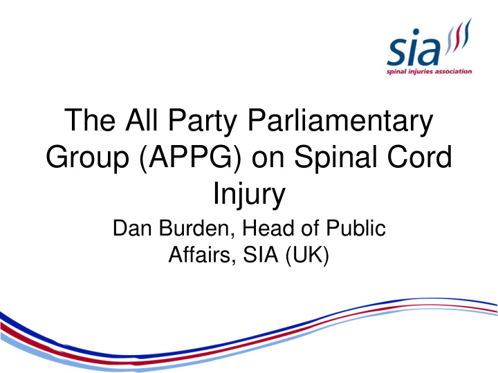 the all party parliamentary group appg on spinal cord