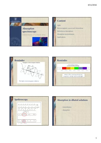 Absorption  Electromagnetic waves and interactions;  spectroscopy  Definition of absorption;