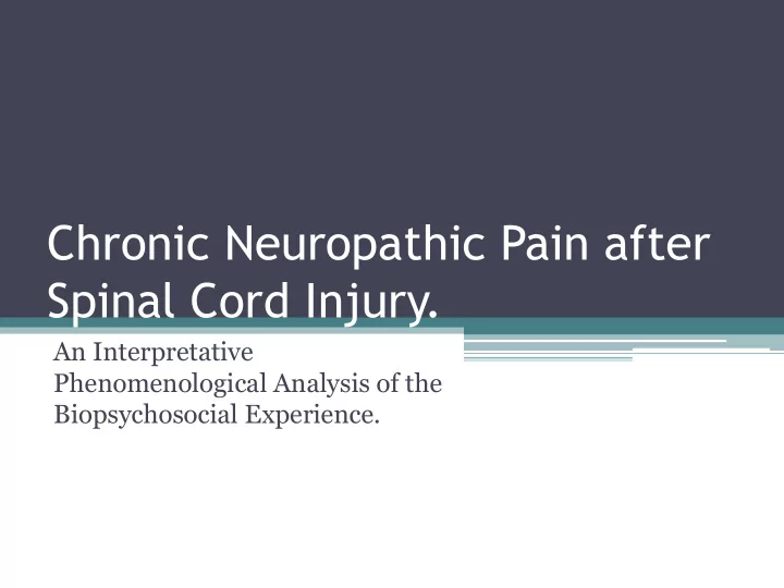 spinal cord injury
