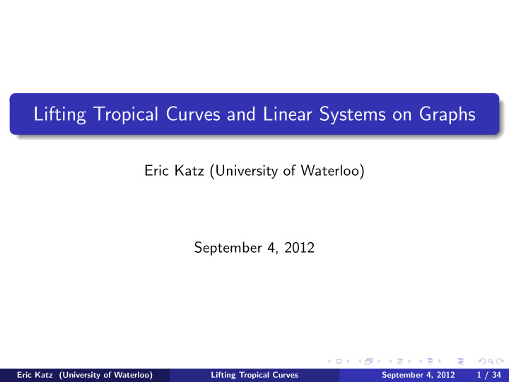 lifting tropical curves and linear systems on graphs