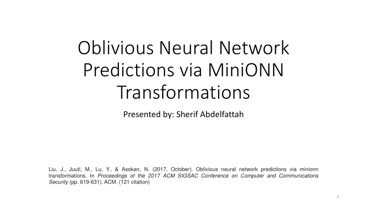 oblivious neural network