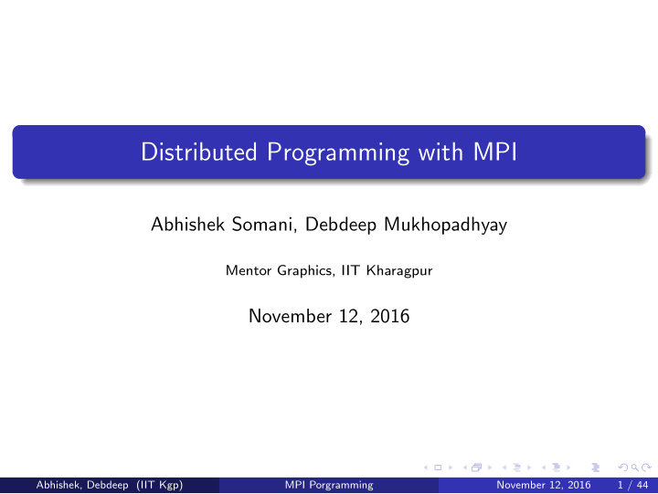 distributed programming with mpi