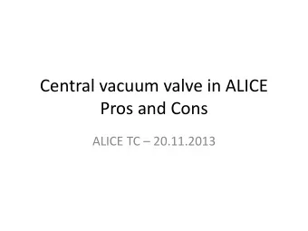 Central vacuum valve in ALICE  Pros and Cons ALICE TC  20.11.2013  20/11/13  Central vacuum