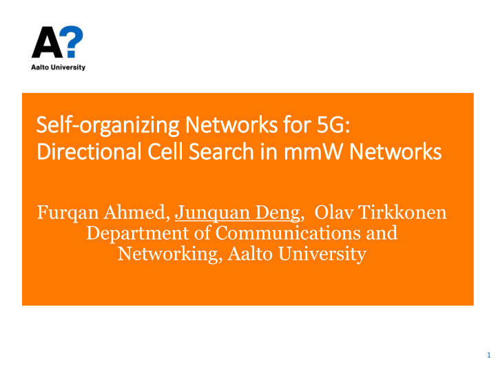self lf organizing networks for 5g dir irectional cell