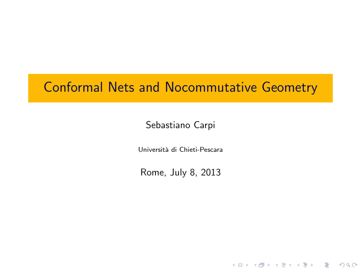 conformal nets and nocommutative geometry