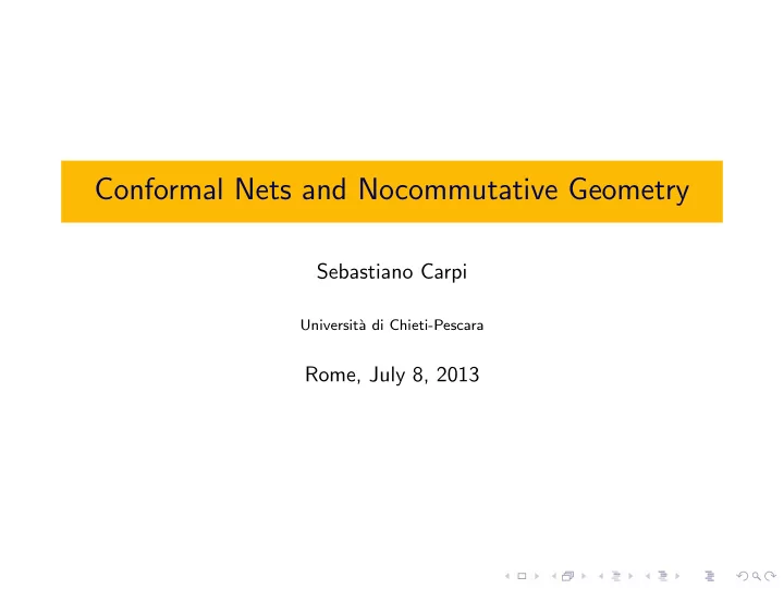 conformal nets and nocommutative geometry
