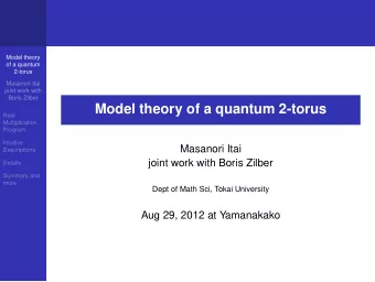 Model theory of a quantum 2-torus  Real  Multiplication  Program  Intuitive  Masanori Itai