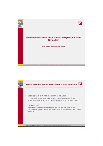 1  Results of the GTZ/DEA&amp;DP Grid Study for the Western Cape/South  Africa  PowerFactory User's