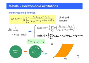 Metals - electron-hole excitations  electron-hole excitations  Metals -  linear response function: