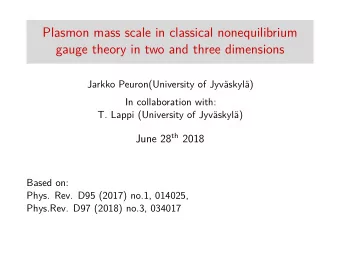 Plasmon mass scale in classical nonequilibrium  gauge theory in two and three dimensions  Jarkko