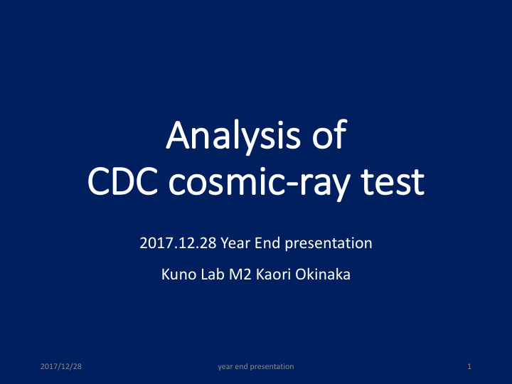 an analy alysis is of of cd cdc c cos osmic ic ra ray test