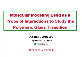 Molecular Modeling Used as a  Molecular Modeling Used as a  Probe of Interactions to Study the