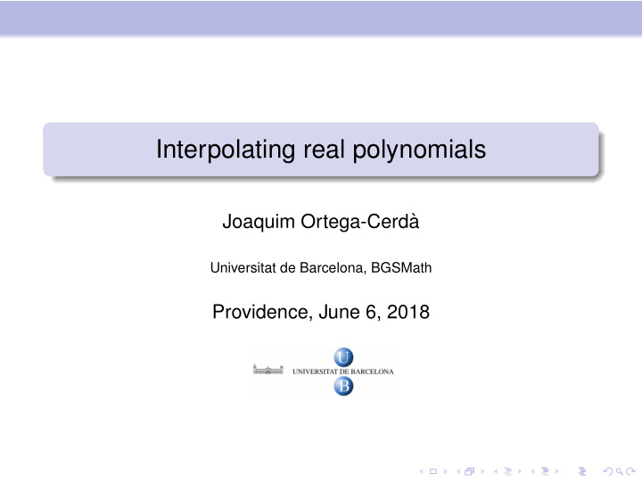 interpolating real polynomials