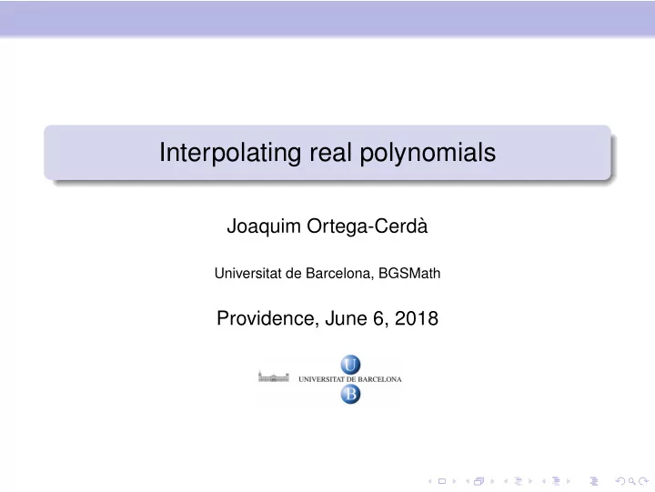 interpolating real polynomials