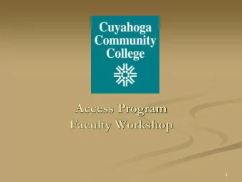 Faculty Workshop  1  Advisors:  Lisa Husamadeen, M.Ed.  Charles Patti, M.Ed.  Paul Shane, Ph.D.