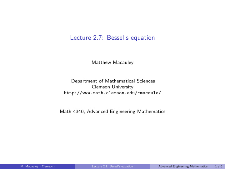 lecture 2 7 bessel s equation