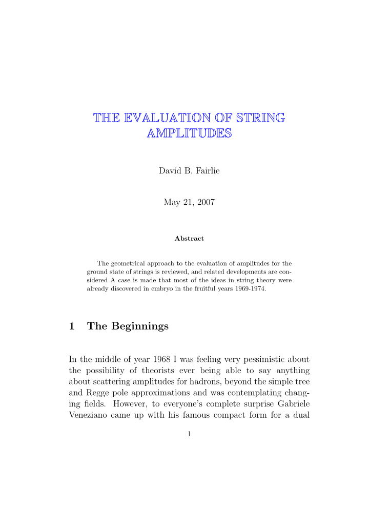 the evaluation of string amplitudes