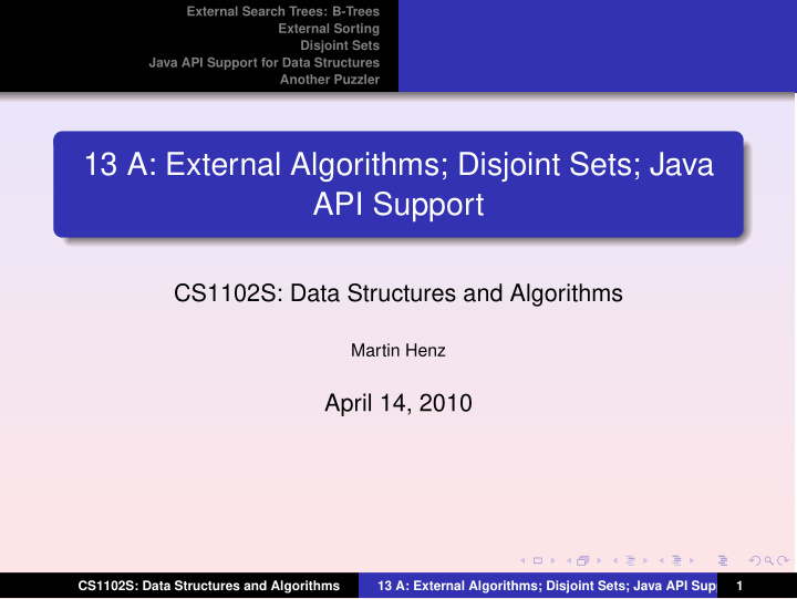 13 a external algorithms disjoint sets java api support