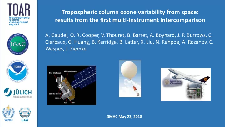 tropospheric column ozone variability from space results