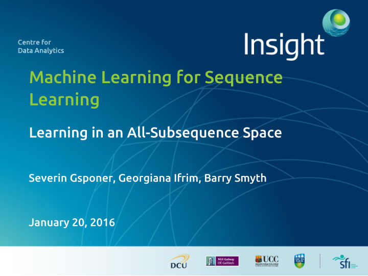 machine learning for sequence learning