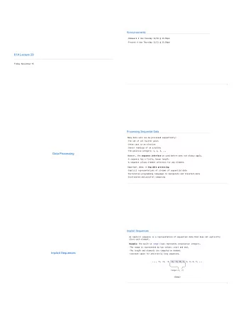 61A Lecture 29  Friday, November 15  2  Processing Sequential Data  Many data sets can be processed
