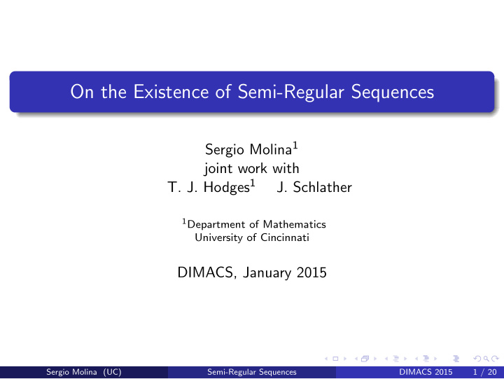 on the existence of semi regular sequences